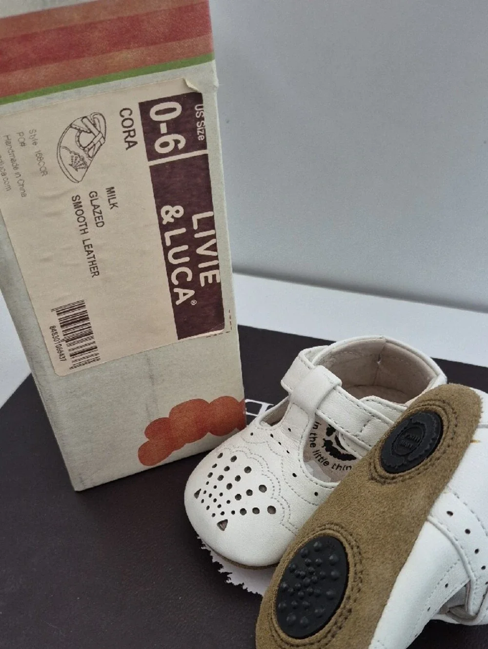 Livie & Luca White Leather Mary Jane Baby Shoes